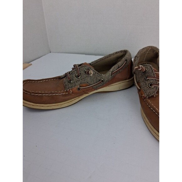 Spreey 7.5 Top Sider Boat Shoes Leather / Fabric Upper Brown Memory Foam #61421 - Picture 2 of 12